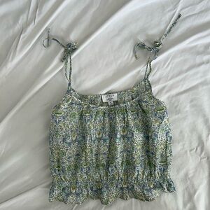 J Crew crop 100% cotton top Liberty of London fabric cross over. Great condition